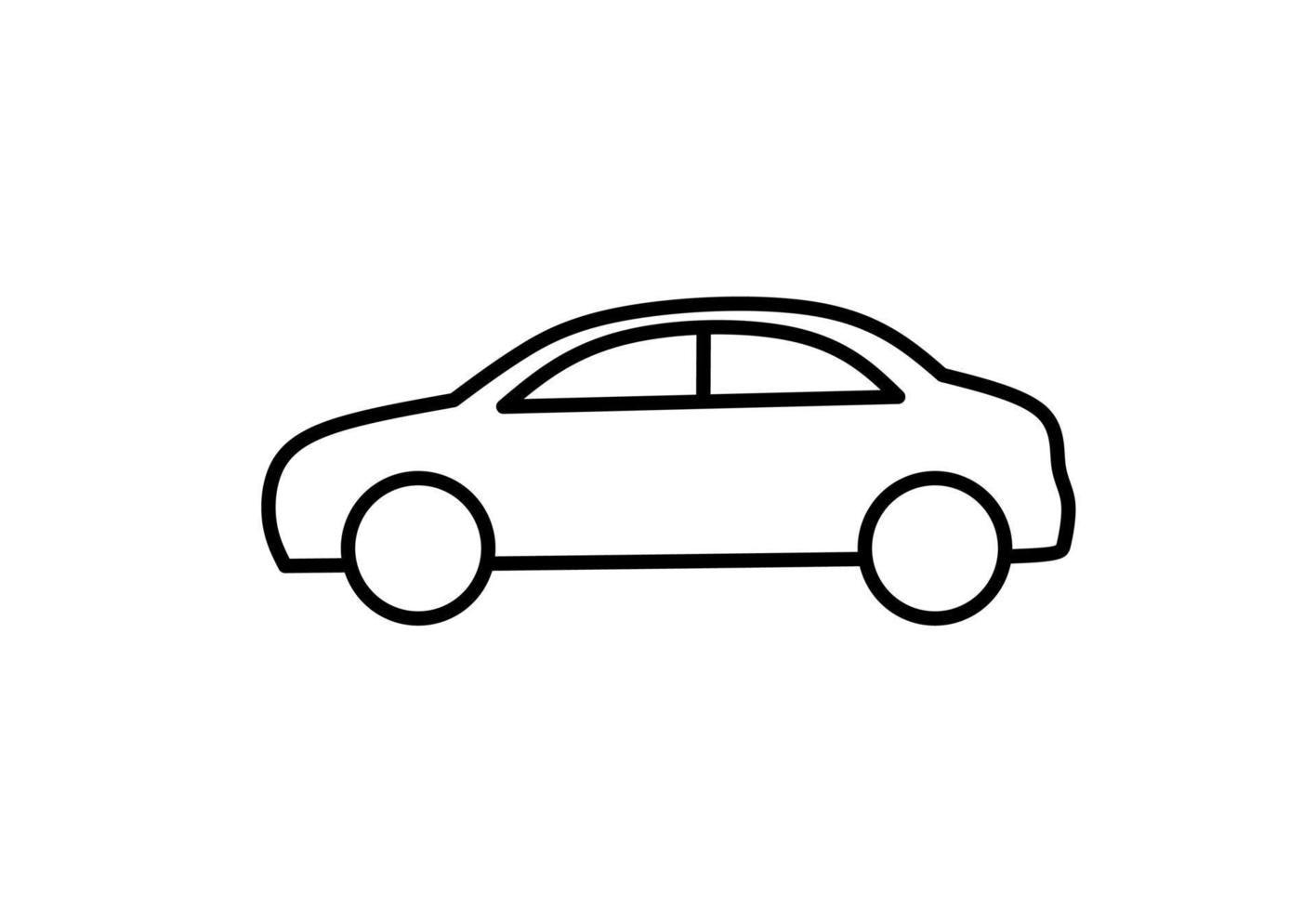 outline side view car icon isolated on white background free vector